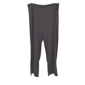 Susan Graver Essentials Black Wide Leg Pull On Pants Womens Sz LP Petite Career